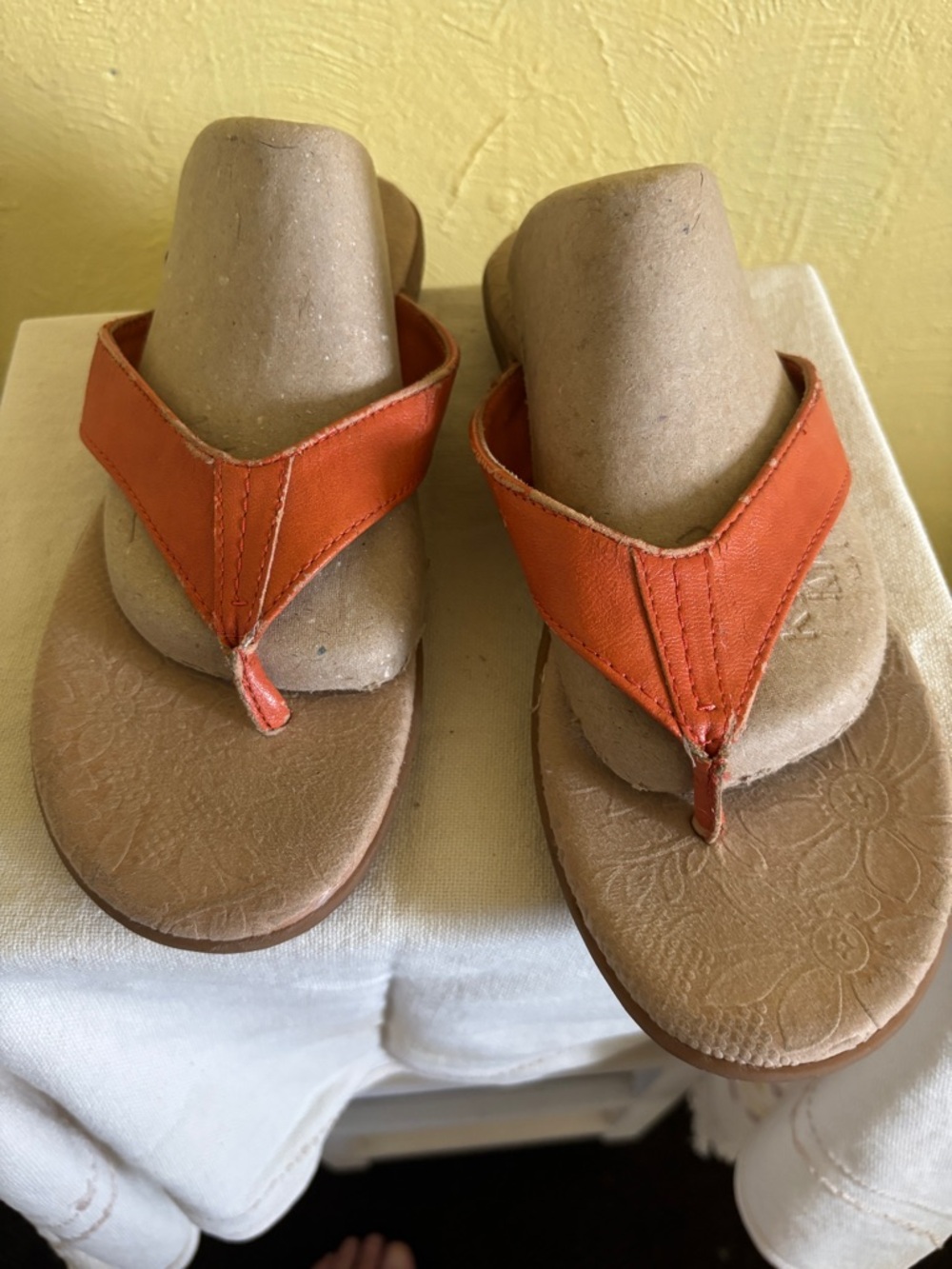 b.o.c. Orange Leather Thong Sandals